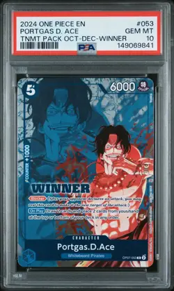 2024 ONE PIECE OP07-053 WINNER PACK 2024 OCT-DEC PROMO PORTGAS D ACE PSA 10 - Image 1