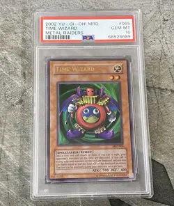 2002 Yu-Gi-Oh Time Wizard PSA Gem Mint 10 Metal Raiders MRD-065 #065 - Image 1
