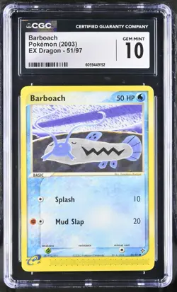 CGC 10 Barboach 51/97 EX Dragon 2003 Pokemon Card - Image 1