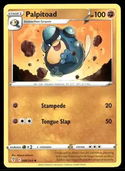 2021 Evolving Skies Set Pokemon Card 089 Palpitoad NM - Image 1