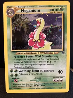 Damaged Meganium 11/111 Holo Rare Pokemon 2000 Neo Genesis - Image 1