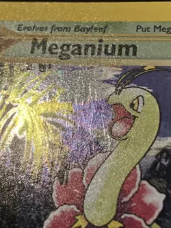 Damaged Meganium 11/111 Holo Rare Pokemon 2000 Neo Genesis - Image 3