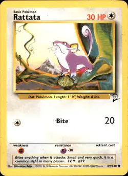 Rattata 089/130 Common - Pokemon Base Set 2 2000 - Damaged(Creased) - Image 1