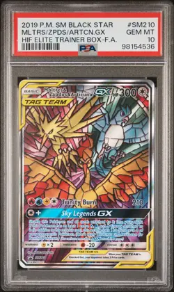 2019 POKEMON SM BLACK STAR PROMO FULL ART/MOLTRES & ZAPDOS & ARTICUNO GX PSA 10 - Image 1