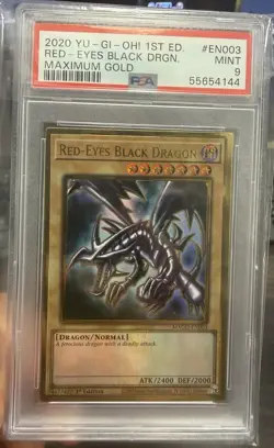Yugioh Red Eyes Black Dragon Maximum Gold MAGO-EN003 PSA 9 MINT - Image 1