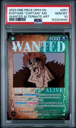 ONE PIECE OP03 051 PILLARS OF STRENGTH EUSTASS CAPTAIN KID WANTED ALT ART PSA 10 - Image 1