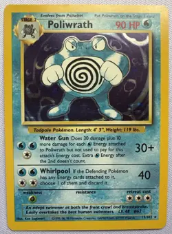 1999 Pokemon Card - Poliwrath Base Set Unlimited 13/102 Holo LP HP 90 # - Image 1
