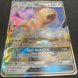 2019 Sun & Moon - Unbroken Bonds Persian GX Pokemon Card Rare Holo Full Art #149 - Image 1