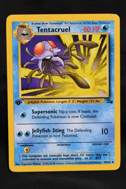 Tentacruel 1st Edition 44/62 LP Fossil Regular Uncommon Pokemon TCG Card - Image 1