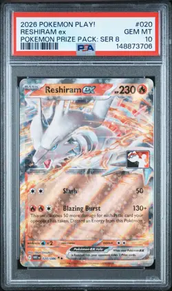 PSA 10 Reshiram ex 020/086 Prize Pack Series Cards Holo NM - Image 1