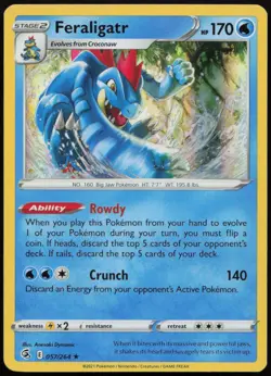 Feraligatr 057/264 NM Fusion Strike Rare Holo Pokemon - Image 1