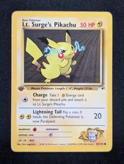 Lt. Surge's Pikachu 81/132 Gym Heroes Pokemon NM 1st Edition - Image 1