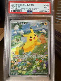 2024 POKEMON PIKACHU PALDEA ADVENTURE CHEST #88 PSA 9 - Image 1