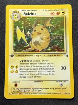 Raichu (1st Edition) 14/62 Holo Pokemon Fossil - NM/LP - Image 1