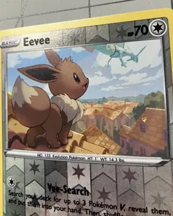 Pokemon TCG Evolving Skies Eevee 125/203 Reverse Holo BOLD INK ERROR - Image 3