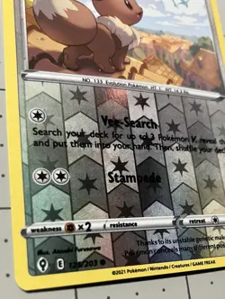 Pokemon TCG Evolving Skies Eevee 125/203 Reverse Holo BOLD INK ERROR - Image 4