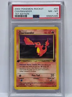 2000 POKEMON ROCKET CHARMANDER #50 1st EDITION PSA 8 - Image 1