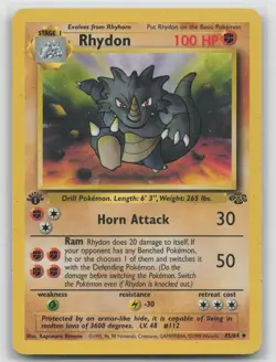 Rhydon 45/64 Uncommon Jungle Pokemon 1st Edition Moderately Played - Image 1