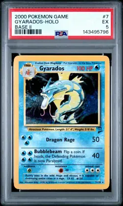 2000 Pokemon Game Gyarados Holo Base II 2 #7 PSA 5 EX - Image 1