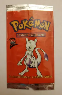 Vintage 1999 Pokemon TCG Base Set 2 Mewtwo Empty Booster Pack Wrapper - Image 1