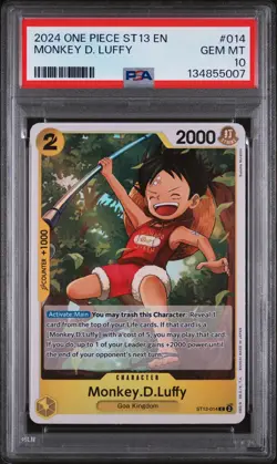 PSA 10 2024 One Piece Ultra Deck St13-The Three Brothers #014 Monkey D. Luffy - Image 1