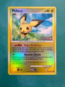 Pichu Lv. 8 45/100 Reverse Holo Uncommon Pokemon Platinum LP Card stamped - Image 1