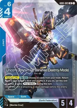 Unicorn Gundam 02 Banshee (Destroy Mode) Foil - GD01-003 NM - TCG Card Game - Image 1