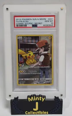 2019 POKEMON SUN & MOON COSMIC ECLIPSE SECRET #241 FULL ART/PIKACHU PSA 10 - Image 1