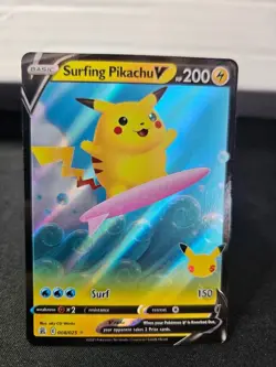 Pokemon Surfing Pikachu V 008/025 Celebrations Ultra Rare Holo - Image 1
