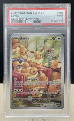 Pokemon Eevee TCG Scarlet & Violet Twilight Masquerade Card 188/167 PSA 9 Mint - Image 1