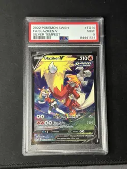 2022 Blaziken V TG14 Pokemon Silver Tempest Holo foil Full Art Trainer PSA 9 - Image 1