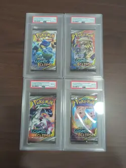 Pokemon TCG Booster Pack Full Art Sun And Moon Cosmic Eclipse PSA 7 And 8 - Image 1