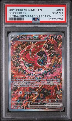 2025 POKEMON MEP EN-ME BLACK STAR PROMO 024 ORICORIO ex ULTRA-PREMIUM PSA 10 - Image 1