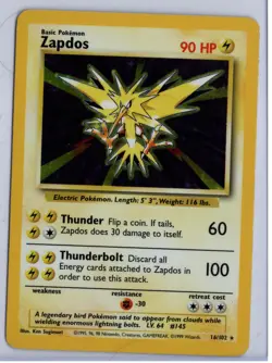 Pokemon Zapdos 016/102 Base Set Holo 1999 - Image 1