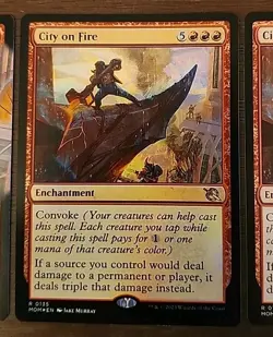 (3×)MTG - City on Fire-March of the Machine Rare - Unplayed - Mint-Exact Shown - Image 3