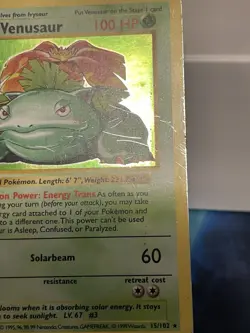 Venusaur - Pokemon 1999 Base Set 15/102 - Holo Rare - Shadowless - HP/DAMAGED - Image 2