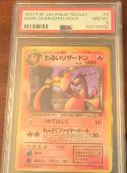 Pokemon Dark Charizard Rocket Gang Holo Rare PSA 8 Japanese #006 1997 - Image 1