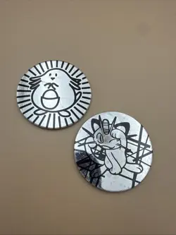 Lot of 2 Official Pokemon TCG Coins Vintage Meowth & 1 Chansey 1999/2000 - Image 1
