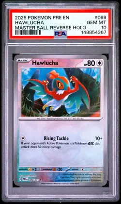 2025 POKEMON PRE EN-PRISMATIC EVOLUTIONS #089 HAWLUCHA PSA 10 - Image 1