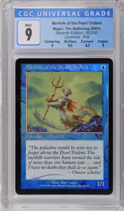 MERFOLK OF THE PEARL TRIDENT 7th Edition Foil C CGC 9 MTG [Nostalgium] - Image 1