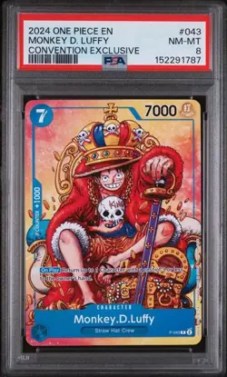 2024 ONE PIECE PROMOS #043 MONKEY D. LUFFY CONVENTION EXCLUSIVE PSA 8 (787 - Image 1