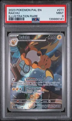 Pokemon Sv02: Paldea Evolved Raichu Holo Illustration Card 211/193 PSA 9 Mint - Image 1