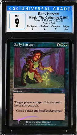 EARLY HARVEST 7th Edition Foil Rare CGC 9 Q+ MTG [Nostalgium] - Image 1