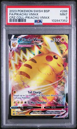 2023 POKEMON SWSH BLACK STAR PROMO #286 FULL ART/PIKACHU VMAX PSA 9 - Image 1