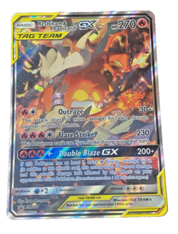 POKEMON RESHIRAM & CHARIZARD GX PROMO SM201 TAG TEAM HOLO - Image 2