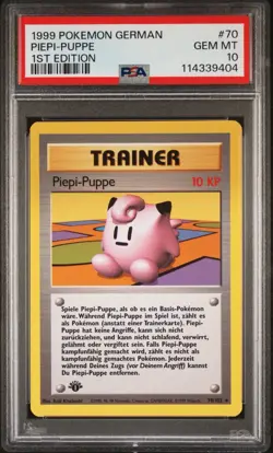 1999 Pokemon GERMAN 1st Edition Base Set Piepi Puppe-Clefairy Doll 70/102 PSA 10 - Image 1
