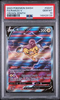 2023 POKEMON SWORD & SHIELD CROWN ZENITH #GG41 FULL ART/RAIKOU V PSA 10 - Image 1