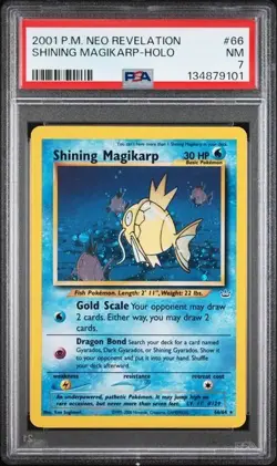 2001 POKEMON NEO REVELATION #66 SHINING MAGIKARP-HOLO PSA 7 ENGLISH - Image 1