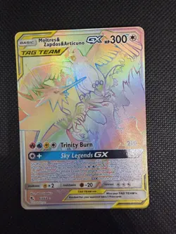 Pokemon TCG Moltres & Zapdos & Articuno GX Hidden Fates 69/68 Rainbow Rare - Image 1