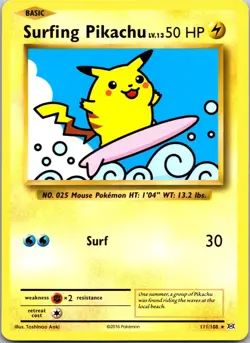Surfing Pikachu 111/108 Evolutions Pokemon TCG SEC LP - Image 1